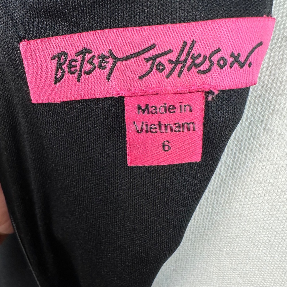 Vintage Betsey Johnson Black Peplum Sheath Dress Sweetheart Neck Cap Sleeve SZ 6 - Picture 7 of 7